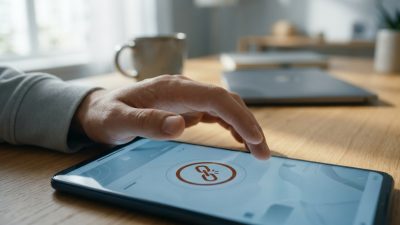 Une main touche l'écran d'un smartphone affichant une icône de lien brisé, symbolisant la suppression d'un compte.